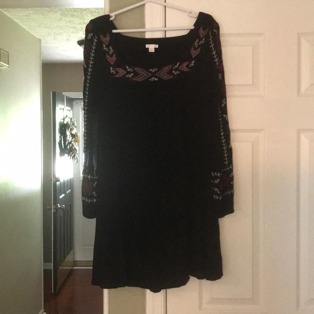 Xhilaration Black Embroidered Dress
